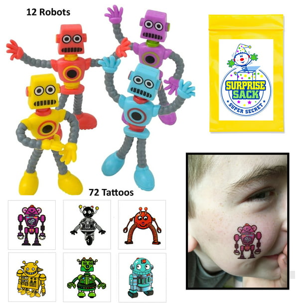 Party Bag Fillers Wedding/Kids/piñata/Toy/birthday 12 x Robot Stickers Sheets